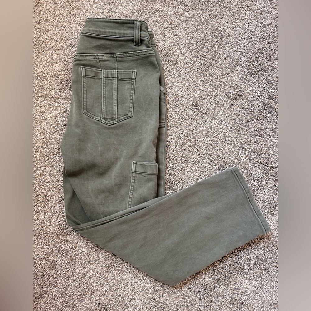 Chico's Olive Green Straight Leg Utility Jeans - Fits like a size 2-4